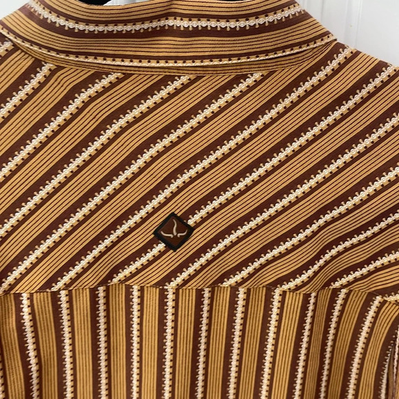 RARE Prana Long sleeve button down collared brown shirt size large old logo - Picture 15 of 17